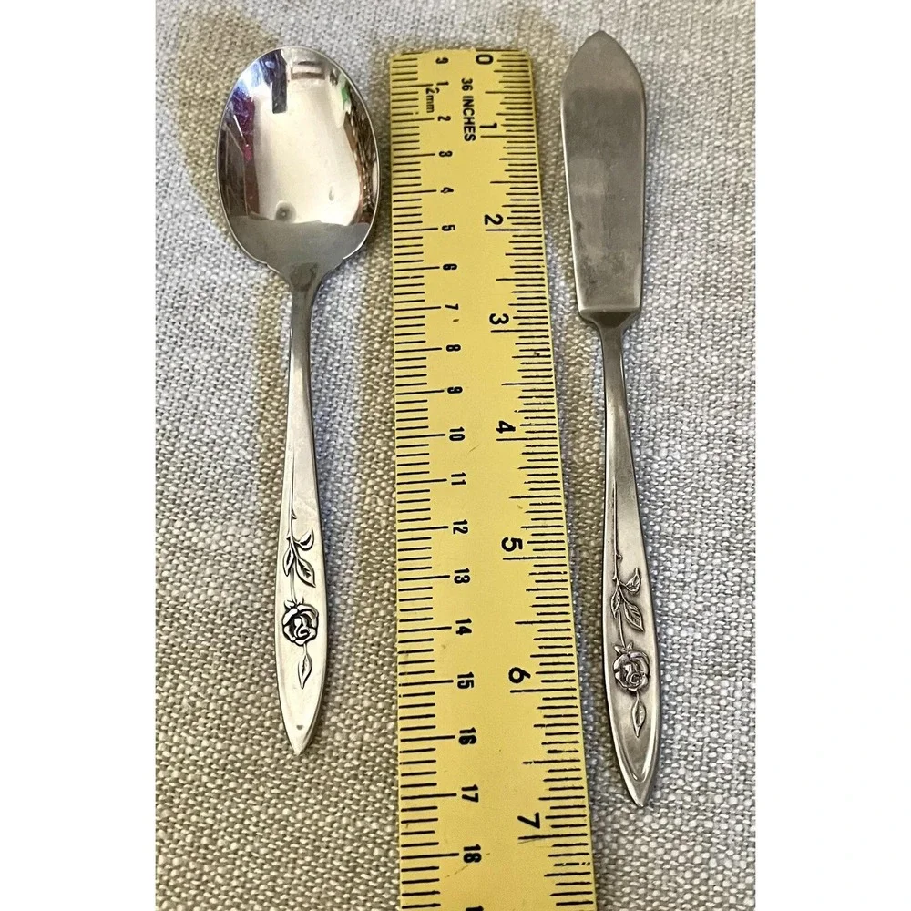 Oneida Community Stainless Flatware My Rose 1 Sugar Spoon 1 Master Butter Knife